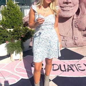 Floral Blue and White Summer Dress